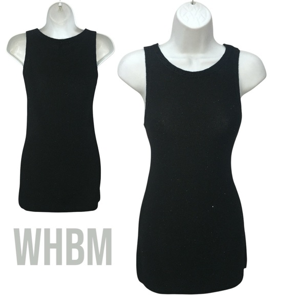 White House Black Market Sparkle Black Sleeveless Knit Tank Top Women’s XS WHBM - Picture 12 of 12